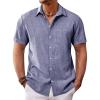 Runcati Mens Button Down Shirt Short Sleeve Casual Summer Beach Wedding Tops(Jeans Blue)