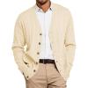 Runcati Mens Cable Knit Cardigan Sweater V Neck Casual Button Down Sweaters Long Sleeve Fall Outwear with Pockets(Beige)