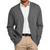 Runcati Mens Cable Knit Cardigan Sweater V Neck Casual Button Down Sweaters Long Sleeve Fall Outwear with Pockets(Dark Grey)
