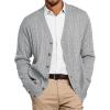 Runcati Mens Cable Knit Cardigan Sweater V Neck Casual Button Down Sweaters Long Sleeve Fall Outwear with Pockets(Grey)