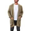 Runcati Mens Cardigan Sweater Casual Cable Knit V Neck Open Front Ribbed Long Winter Sweaters(Army Green)