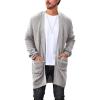 Runcati Mens Cardigan Sweater Casual Cable Knit V Neck Open Front Ribbed Long Winter Sweaters(Gray)