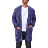 Runcati Mens Cardigan Sweater Casual Cable Knit V Neck Open Front Ribbed Long Winter Sweaters(Navy)
