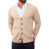 Runcati Mens Cardigan Sweater Casual Cable Knitted V Neck Button Down Winter Sweaters(Apricot)