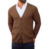 Runcati Mens Cardigan Sweater Casual Cable Knitted V Neck Button Down Winter Sweaters(Brown)