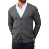 Runcati Mens Cardigan Sweater Casual Cable Knitted V Neck Button Down Winter Sweaters(Dark Gray)