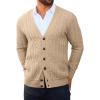 Runcati Mens Cardigan Sweater Casual Cable Knitted V Neck Button Down Winter Sweaters(Light Khaki)
