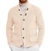 Runcati Mens Cardigan Sweater Casual V Neck Button Down Cardigan Ribbed Knitted Winter Chunky Sweaters with Pockets(Apricot)