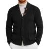Runcati Mens Cardigan Sweater Casual V Neck Button Down Cardigan Ribbed Knitted Winter Chunky Sweaters with Pockets(Black)