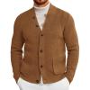Runcati Mens Cardigan Sweater Casual V Neck Button Down Cardigan Ribbed Knitted Winter Chunky Sweaters with Pockets(Brown)