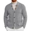 Runcati Mens Cardigan Sweater Casual V Neck Button Down Cardigan Ribbed Knitted Winter Chunky Sweaters with Pockets(Gray)
