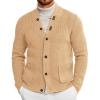 Runcati Mens Cardigan Sweater Casual V Neck Button Down Cardigan Ribbed Knitted Winter Chunky Sweaters with Pockets(Khaki)