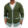 Runcati Men’s Cardigan Sweater Long Sleeve V Neck Cardigan Casul Button Down Knitted Sweaters with Pockets(Army Green)