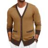 Runcati Men’s Cardigan Sweater Long Sleeve V Neck Cardigan Casul Button Down Knitted Sweaters with Pockets(Camel)