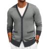 Runcati Men’s Cardigan Sweater Long Sleeve V Neck Cardigan Casul Button Down Knitted Sweaters with Pockets(Grey)