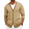 Runcati Men’s Cardigan Sweater Long Sleeve V Neck Cardigan Casul Button Down Knitted Sweaters with Pockets(Light Khaki)