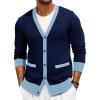 Runcati Men’s Cardigan Sweater Long Sleeve V Neck Cardigan Casul Button Down Knitted Sweaters with Pockets(Navy)