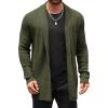 Runcati Mens Cardigan Sweater Shawl Collar Cable Knit Cardiagn Long Winter Open Front Sweaters with Pockets(Army Green)