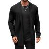 Runcati Mens Cardigan Sweater Shawl Collar Cable Knit Cardiagn Long Winter Open Front Sweaters with Pockets(Black)