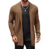 Runcati Mens Cardigan Sweater Shawl Collar Cable Knit Cardiagn Long Winter Open Front Sweaters with Pockets(Brown)