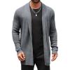 Runcati Mens Cardigan Sweater Shawl Collar Cable Knit Cardiagn Long Winter Open Front Sweaters with Pockets(Grey)