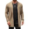 Runcati Mens Cardigan Sweater Shawl Collar Cable Knit Cardiagn Long Winter Open Front Sweaters with Pockets(Khaki)