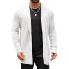 Runcati Mens Cardigan Sweater Shawl Collar Cable Knit Cardiagn Long Winter Open Front Sweaters with Pockets(White)