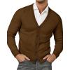 Runcati Mens Cardigan Sweaters V Neck Button Down Long Sleeve Casual Cardigan Slim Fit Knit Sweater with Pockets(Brown)