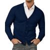 Runcati Mens Cardigan Sweaters V Neck Button Down Long Sleeve Casual Cardigan Slim Fit Knit Sweater with Pockets(Navy)