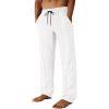 Runcati Mens Casual Sweat Pants Pleated Drawstring Elastic Waist Waffle Straight Leg Joggers Sweatpants with Pockets(White)