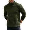 Runcati Mens Chunky Turtleneck Sweaters Cable Knitted Casual Slim Fit Fall Winter Warm Pullover Sweater(Army Green)