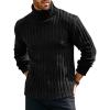 Runcati Mens Chunky Turtleneck Sweaters Cable Knitted Casual Slim Fit Fall Winter Warm Pullover Sweater(Black)