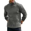 Runcati Mens Chunky Turtleneck Sweaters Cable Knitted Casual Slim Fit Fall Winter Warm Pullover Sweater(Gray)
