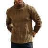 Runcati Mens Chunky Turtleneck Sweaters Cable Knitted Casual Slim Fit Fall Winter Warm Pullover Sweater(Khaki)