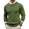 Runcati Mens Crewneck Sweaters Casual Knit Lightweight Dress Sweater Long Sleeve Slim Fit Fall Winter Pullover(Army Green)