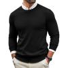 Runcati Mens Crewneck Sweaters Casual Knit Lightweight Dress Sweater Long Sleeve Slim Fit Fall Winter Pullover(Black)