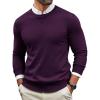 Runcati Mens Crewneck Sweaters Casual Knit Lightweight Dress Sweater Long Sleeve Slim Fit Fall Winter Pullover(Dark Purple)