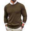 Runcati Mens Crewneck Sweaters Casual Knit Lightweight Dress Sweater Long Sleeve Slim Fit Fall Winter Pullover(Deep Coffee)