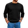 Runcati Mens Crewneck Sweatshirts Quilted Diamond Textured Pullover Long Sleeve Casual Fashion Sweatshirt(Black)