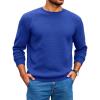 Runcati Mens Crewneck Sweatshirts Quilted Diamond Textured Pullover Long Sleeve Casual Fashion Sweatshirt(Blue)
