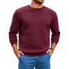 Runcati Mens Crewneck Sweatshirts Quilted Diamond Textured Pullover Long Sleeve Casual Fashion Sweatshirt(Burgundy)