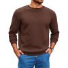 Runcati Mens Crewneck Sweatshirts Quilted Diamond Textured Pullover Long Sleeve Casual Fashion Sweatshirt(Coffee)