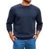 Runcati Mens Crewneck Sweatshirts Quilted Diamond Textured Pullover Long Sleeve Casual Fashion Sweatshirt(Navy Blue)