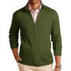 Runcati Mens Full Zip Cardigan Sweater Casual Mock Neck Ribbed Knitted Winter Chunky Sweaters(Army Green)