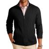 Runcati Mens Full Zip Cardigan Sweater Casual Mock Neck Ribbed Knitted Winter Chunky Sweaters(Black)