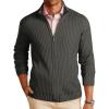 Runcati Mens Full Zip Cardigan Sweater Casual Mock Neck Ribbed Knitted Winter Chunky Sweaters(Dark Gray)