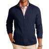 Runcati Mens Full Zip Cardigan Sweater Casual Mock Neck Ribbed Knitted Winter Chunky Sweaters(Navy)
