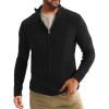 Runcati Mens Full Zip Cardigan Sweater Casual Waffle Stand Collar Knitted Winter Chunky Sweaters(Black)