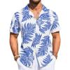 Runcati Mens Hawaiian Shirt Button Down Short Sleeve Tropical Floral Summer Beach Tops(White)
