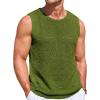 Runcati Mens Knitted Tank Tops Casual Sleeveless Hollow Out Crochet T-Shirts Muscle Summer Beach Hippie Shirts(Army Green)